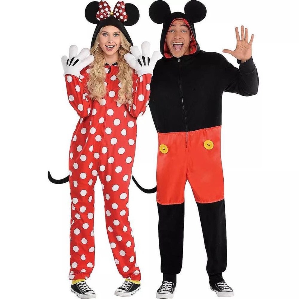 BRAND NEW women Disney Minnie Mouse zipped onesie with gloves size XS/S